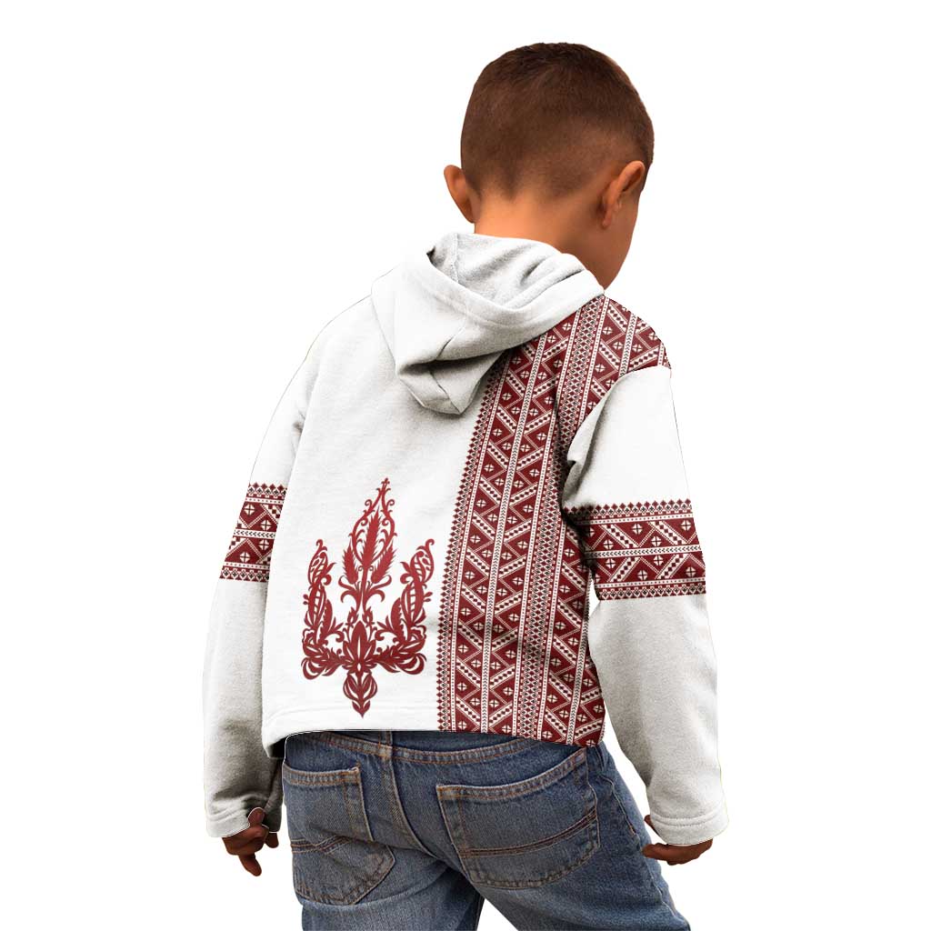 Ukraine Vyshyvanka Pattern Kid Hoodie Ukrainian Trident