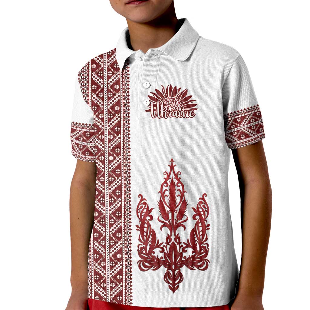 Ukraine Vyshyvanka Pattern Kid Polo Shirt Ukrainian Trident