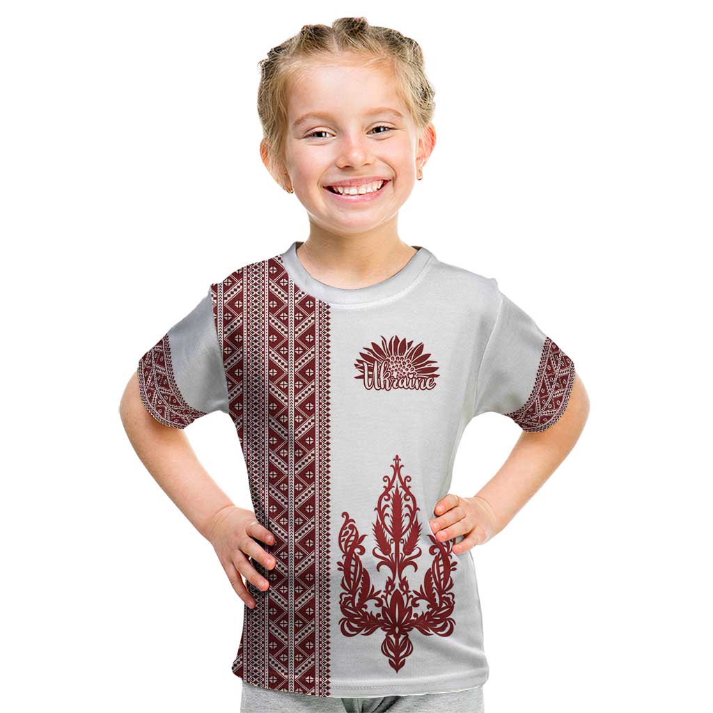 Ukraine Vyshyvanka Pattern Kid T Shirt Ukrainian Trident