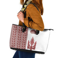 Ukraine Vyshyvanka Pattern Leather Tote Bag Ukrainian Trident
