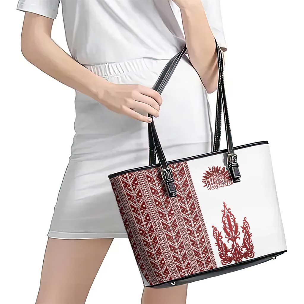 Ukraine Vyshyvanka Pattern Leather Tote Bag Ukrainian Trident