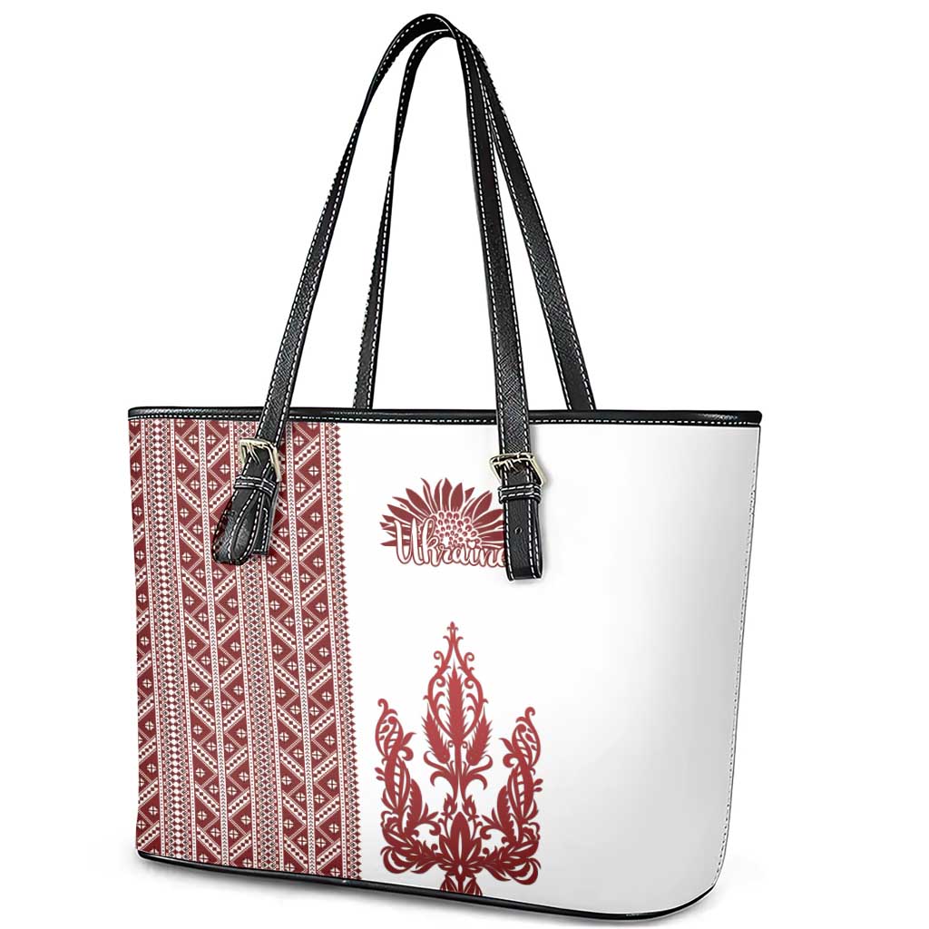 Ukraine Vyshyvanka Pattern Leather Tote Bag Ukrainian Trident