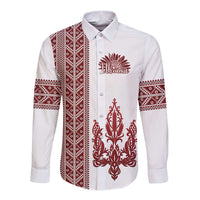 Ukraine Vyshyvanka Pattern Long Sleeve Button Shirt Ukrainian Trident