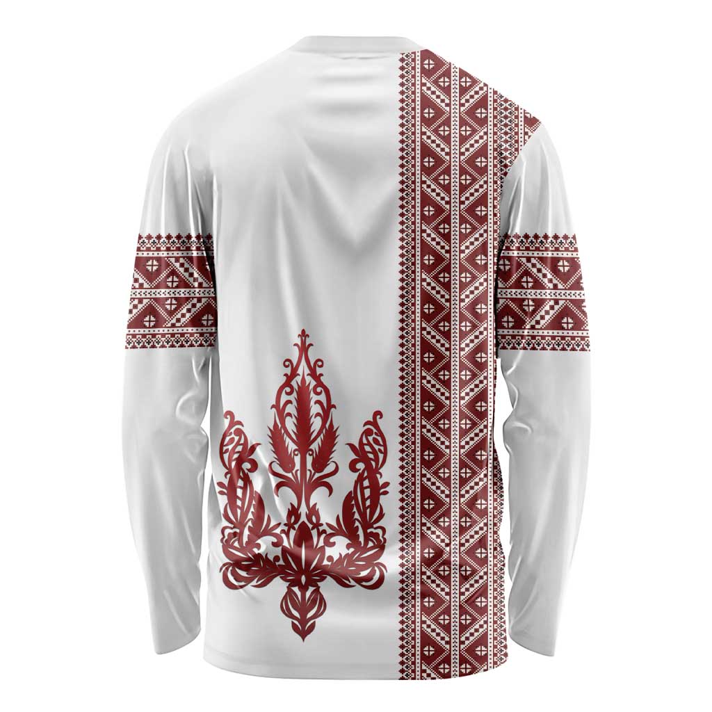 Ukraine Vyshyvanka Pattern Long Sleeve Shirt Ukrainian Trident