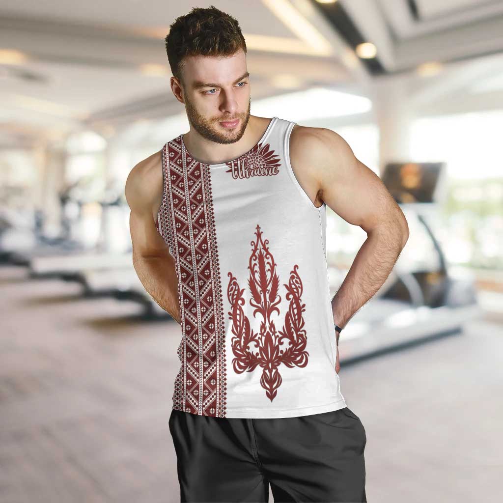 Ukraine Vyshyvanka Pattern Men Tank Top Ukrainian Trident