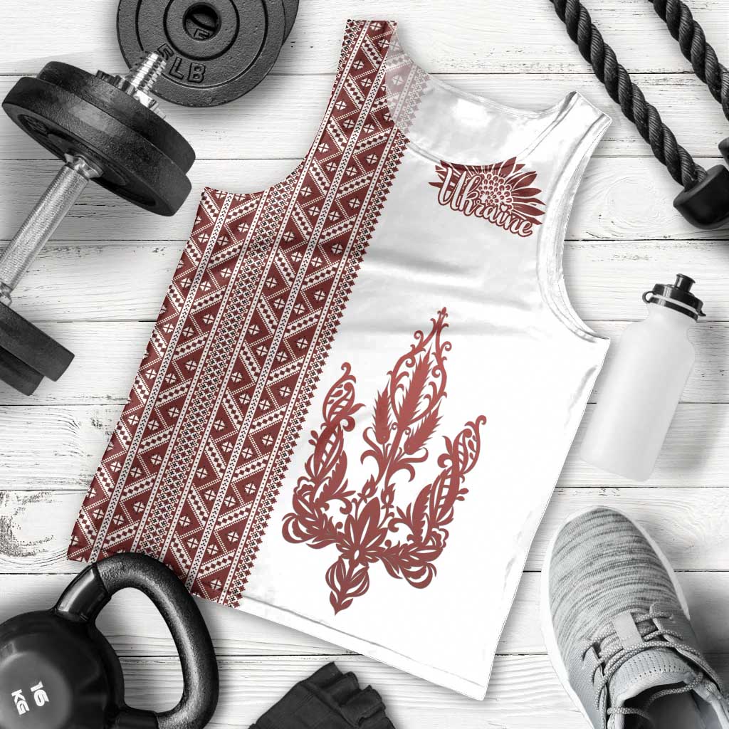 Ukraine Vyshyvanka Pattern Men Tank Top Ukrainian Trident
