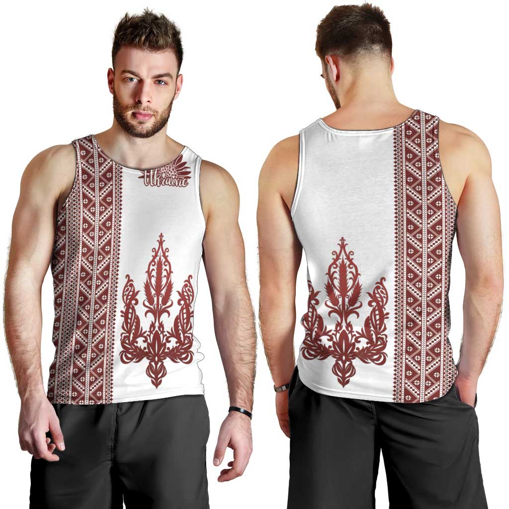 Ukraine Vyshyvanka Pattern Men Tank Top Ukrainian Trident