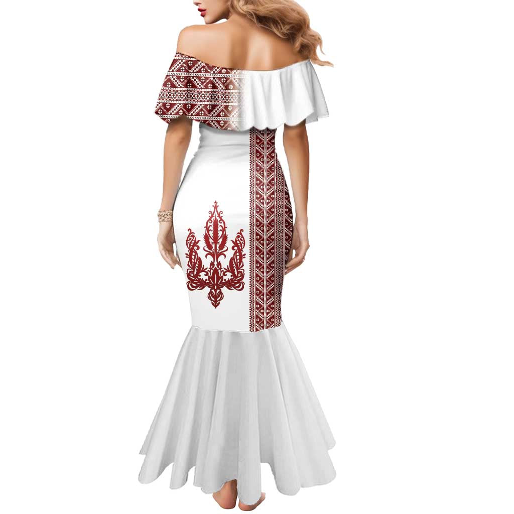 Ukraine Vyshyvanka Pattern Mermaid Dress Ukrainian Trident