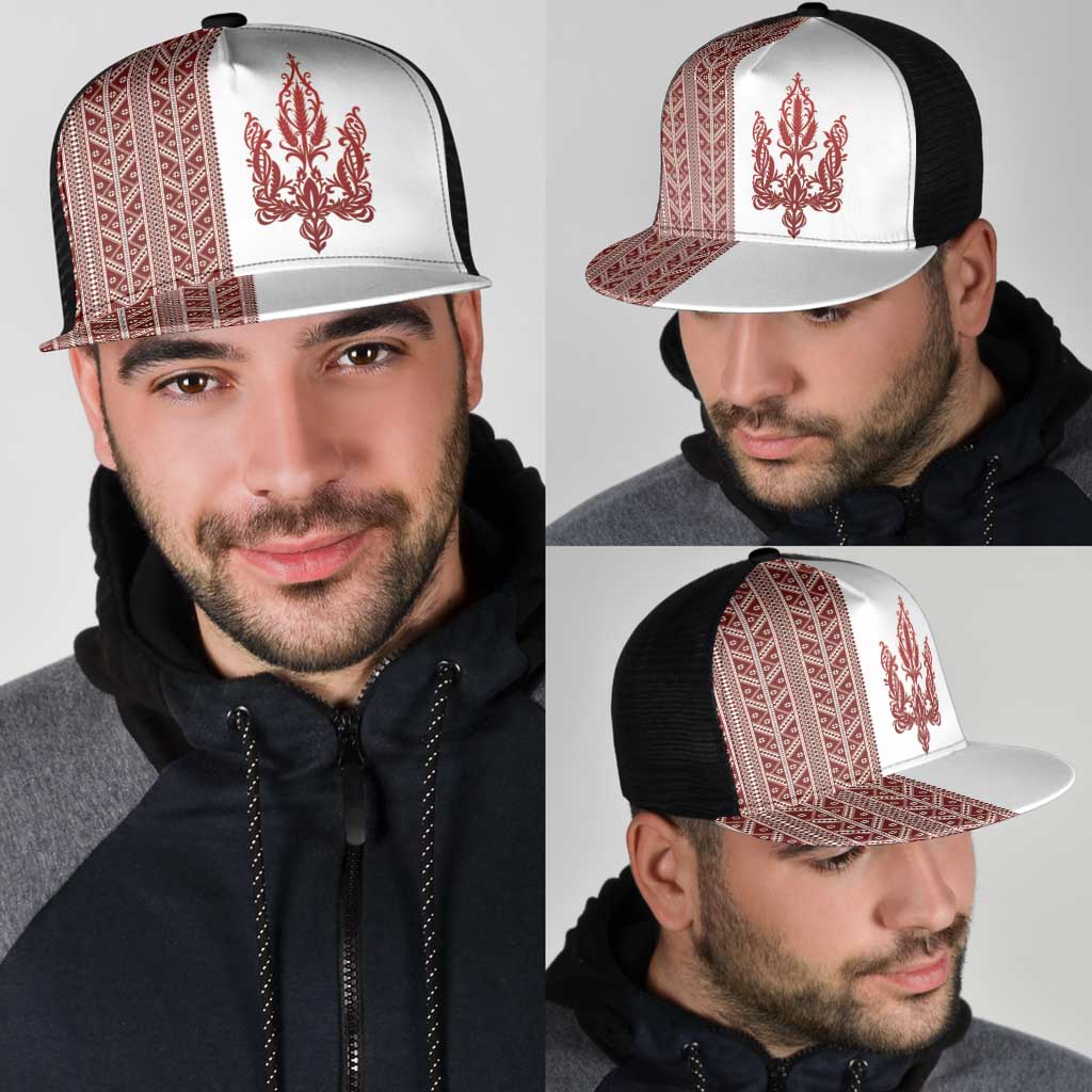 Ukraine Vyshyvanka Pattern Mesh Trucker Cap Ukrainian Trident
