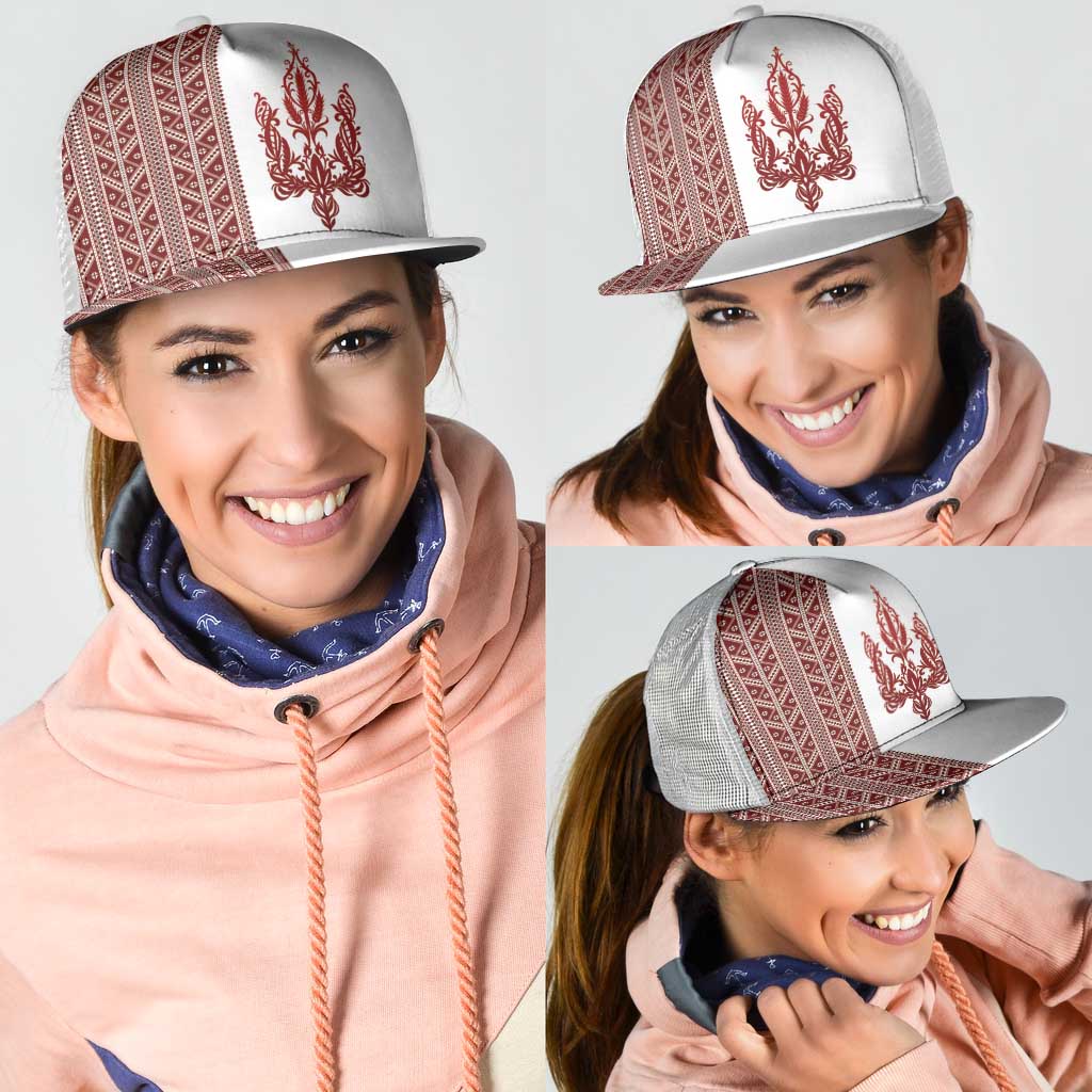 Ukraine Vyshyvanka Pattern Mesh Trucker Cap Ukrainian Trident