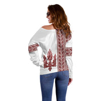 Ukraine Vyshyvanka Pattern Off Shoulder Sweater Ukrainian Trident