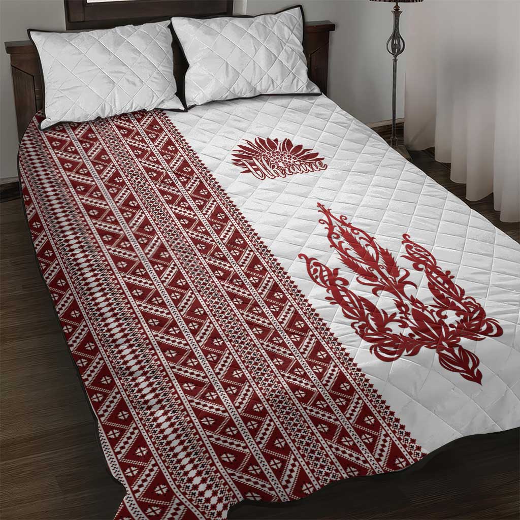 Ukraine Vyshyvanka Pattern Quilt Bed Set Ukrainian Trident
