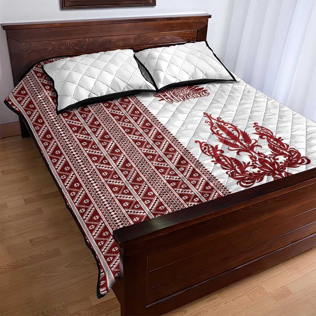Ukraine Vyshyvanka Pattern Quilt Bed Set Ukrainian Trident