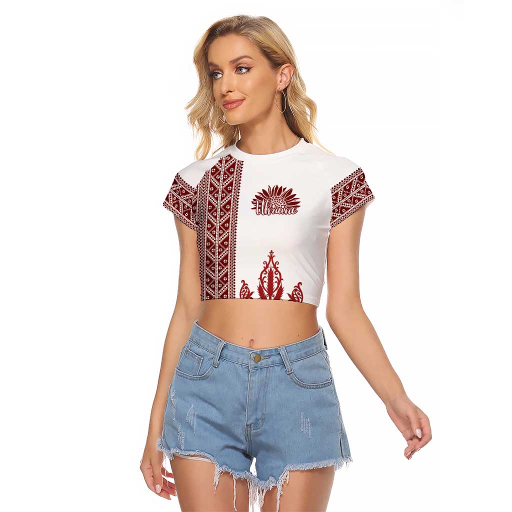 Ukraine Vyshyvanka Pattern Raglan Cropped T Shirt Ukrainian Trident