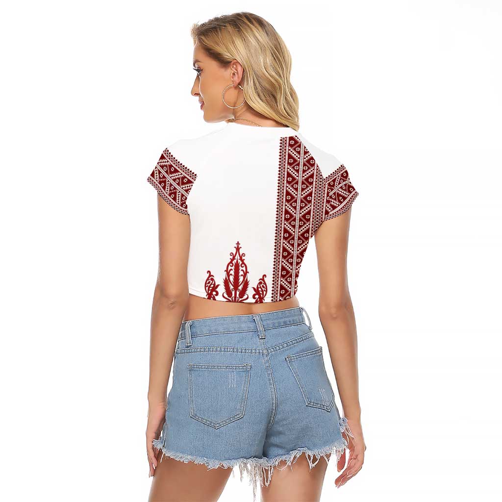 Ukraine Vyshyvanka Pattern Raglan Cropped T Shirt Ukrainian Trident