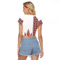 Ukraine Vyshyvanka Pattern Raglan Cropped T Shirt Ukrainian Trident