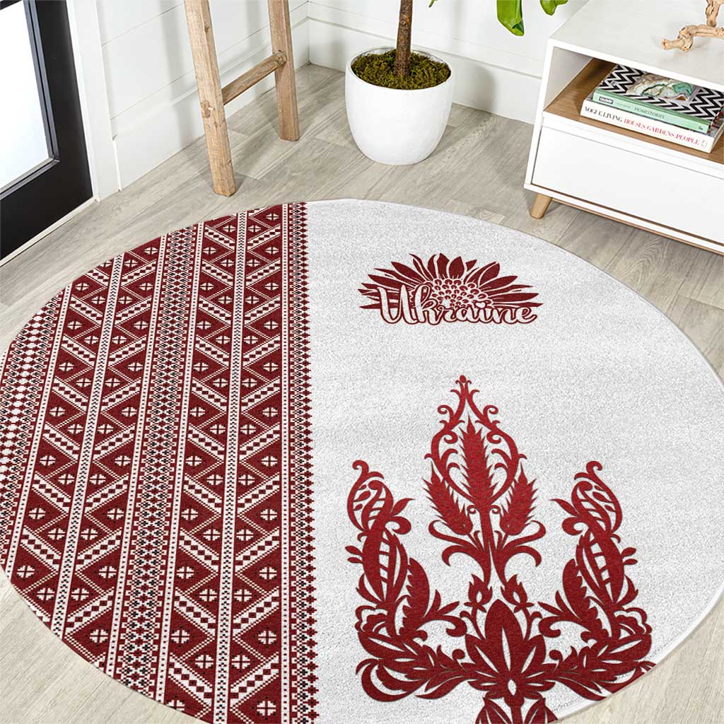 Ukraine Vyshyvanka Pattern Round Carpet Ukrainian Trident