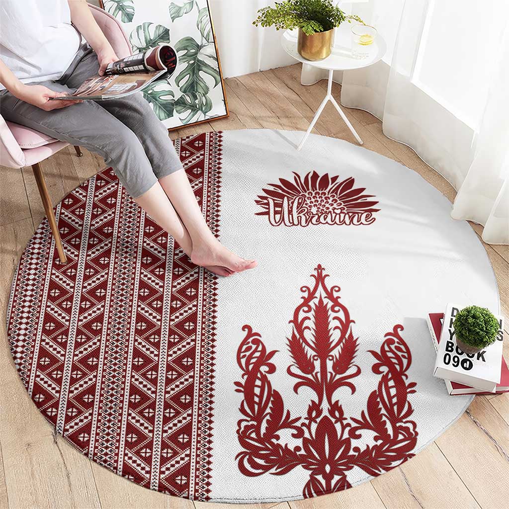 Ukraine Vyshyvanka Pattern Round Carpet Ukrainian Trident