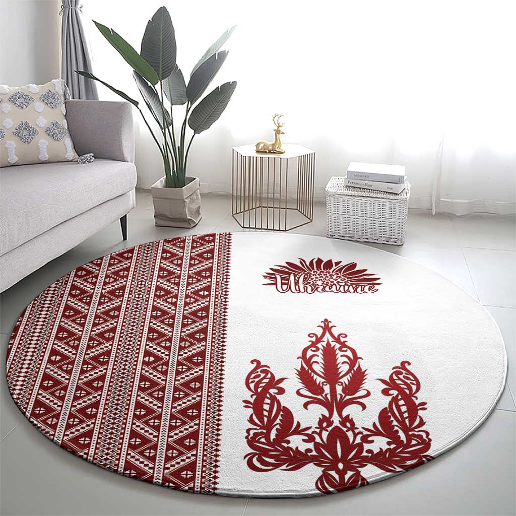 Ukraine Vyshyvanka Pattern Round Carpet Ukrainian Trident