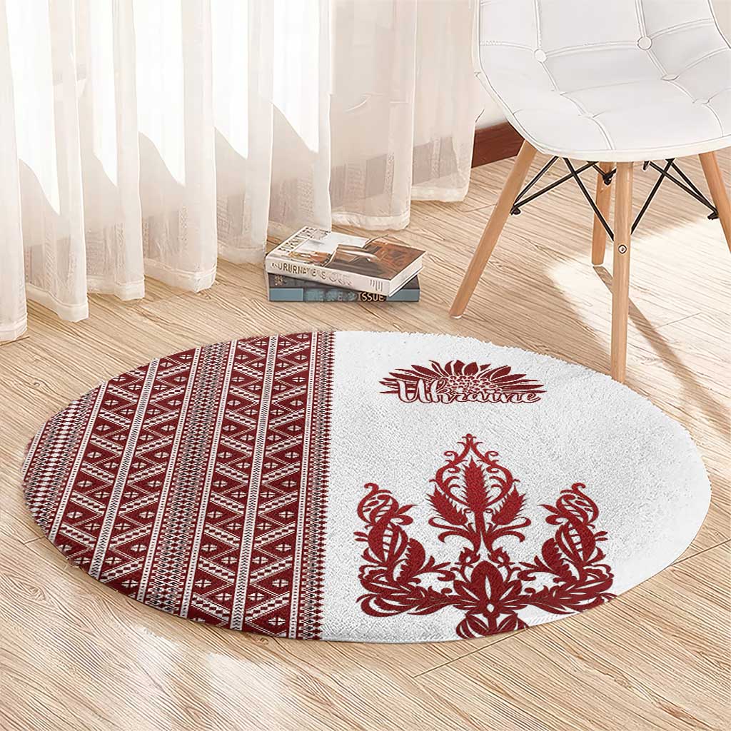 Ukraine Vyshyvanka Pattern Round Carpet Ukrainian Trident