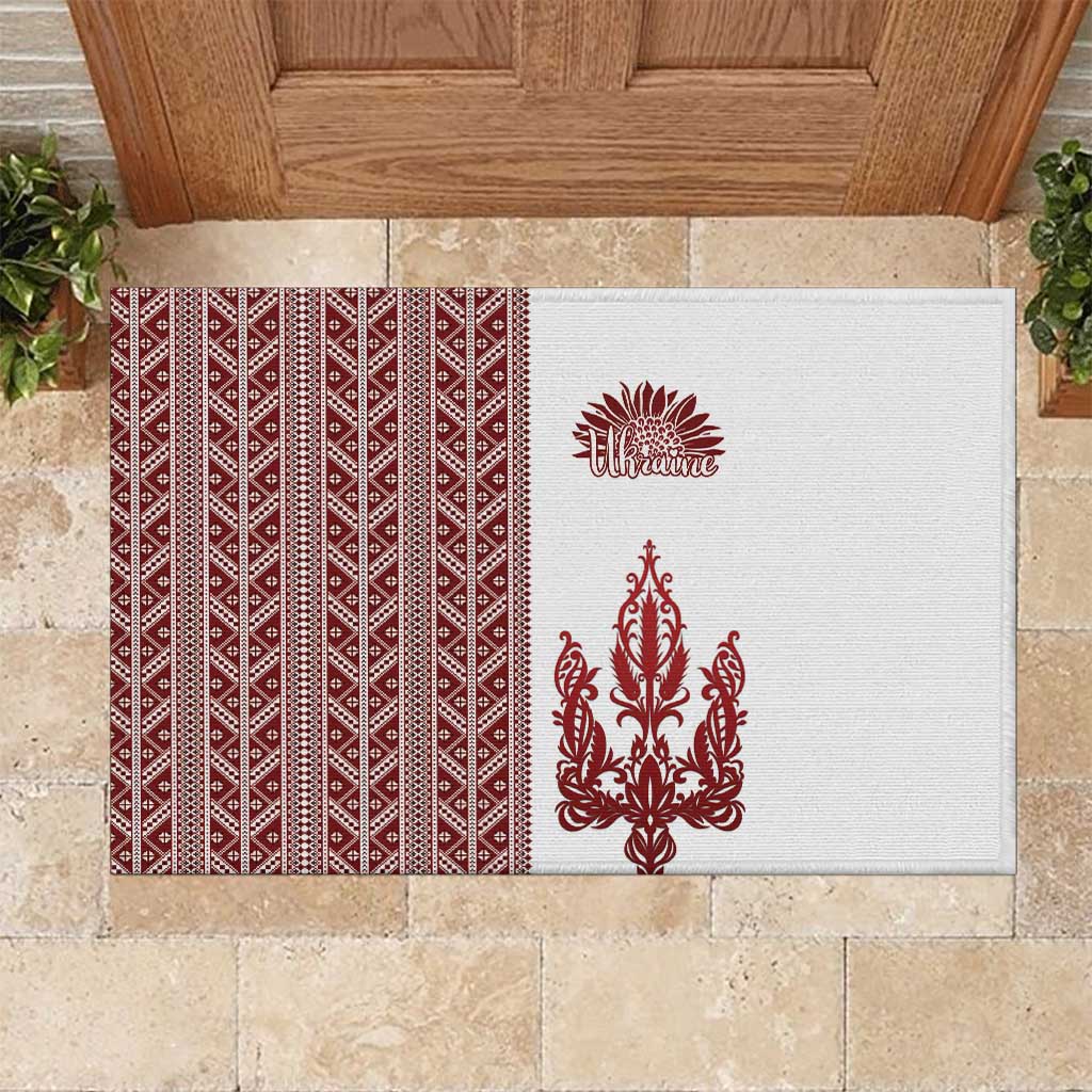 Ukraine Vyshyvanka Pattern Rubber Doormat Ukrainian Trident