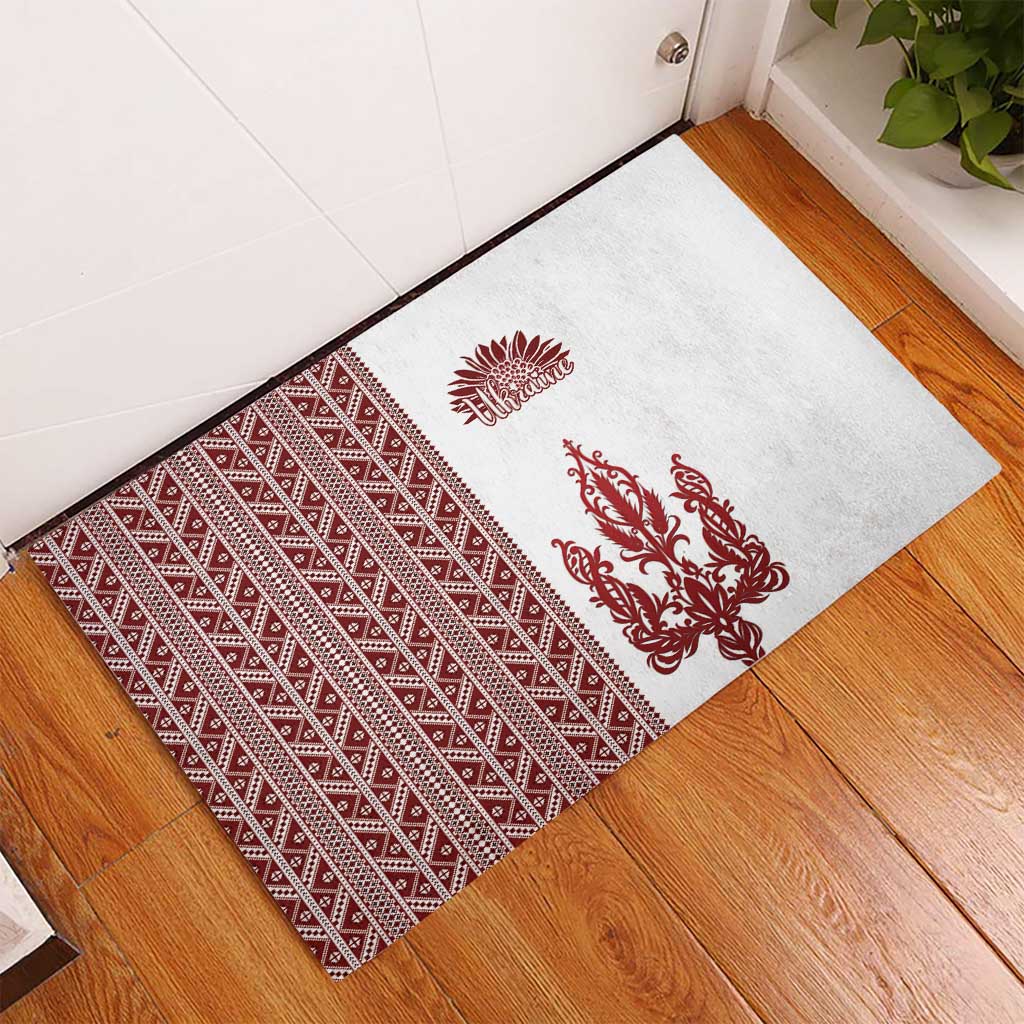 Ukraine Vyshyvanka Pattern Rubber Doormat Ukrainian Trident