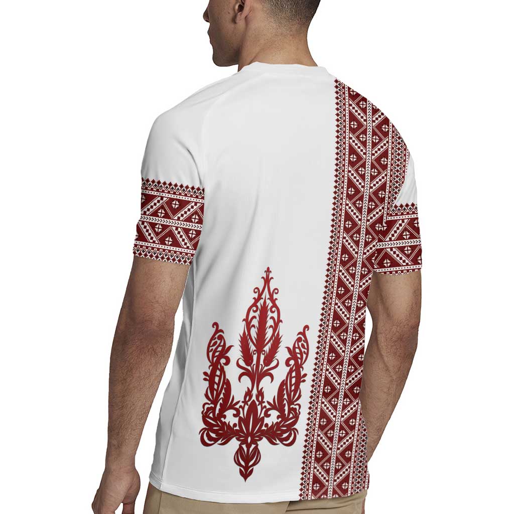 Ukraine Vyshyvanka Pattern Rugby Jersey Ukrainian Trident