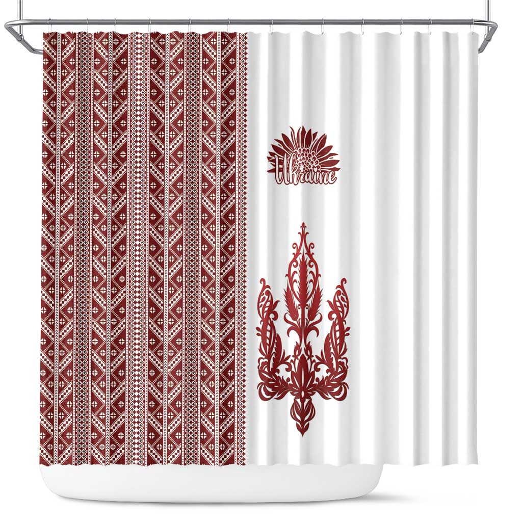 Ukraine Vyshyvanka Pattern Shower Curtain Ukrainian Trident