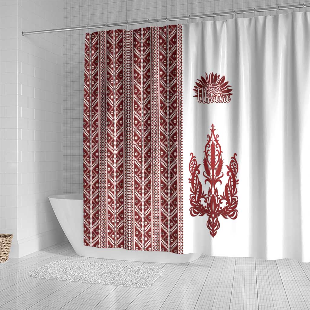 Ukraine Vyshyvanka Pattern Shower Curtain Ukrainian Trident