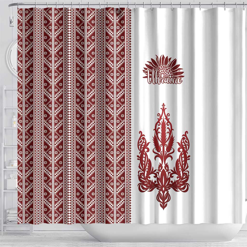 Ukraine Vyshyvanka Pattern Shower Curtain Ukrainian Trident