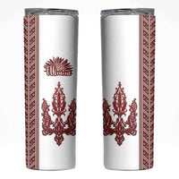 Ukraine Vyshyvanka Pattern Skinny Tumbler Ukrainian Trident