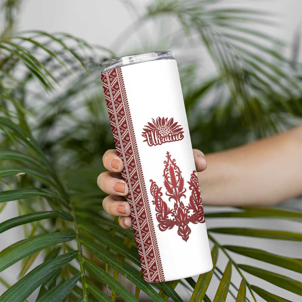 Ukraine Vyshyvanka Pattern Skinny Tumbler Ukrainian Trident