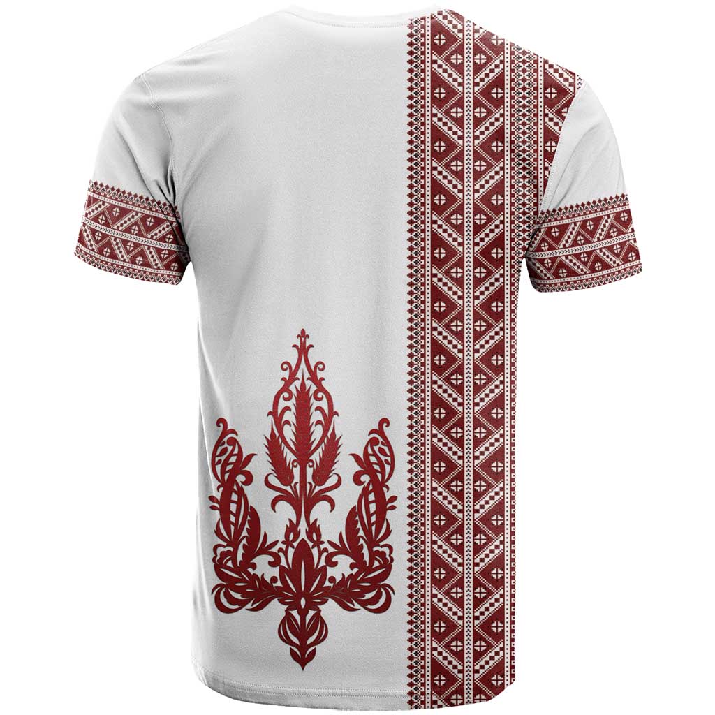 Ukraine Vyshyvanka Pattern T Shirt Ukrainian Trident