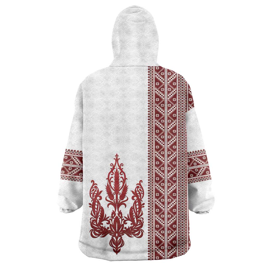 Ukraine Vyshyvanka Pattern Wearable Blanket Hoodie Ukrainian Trident