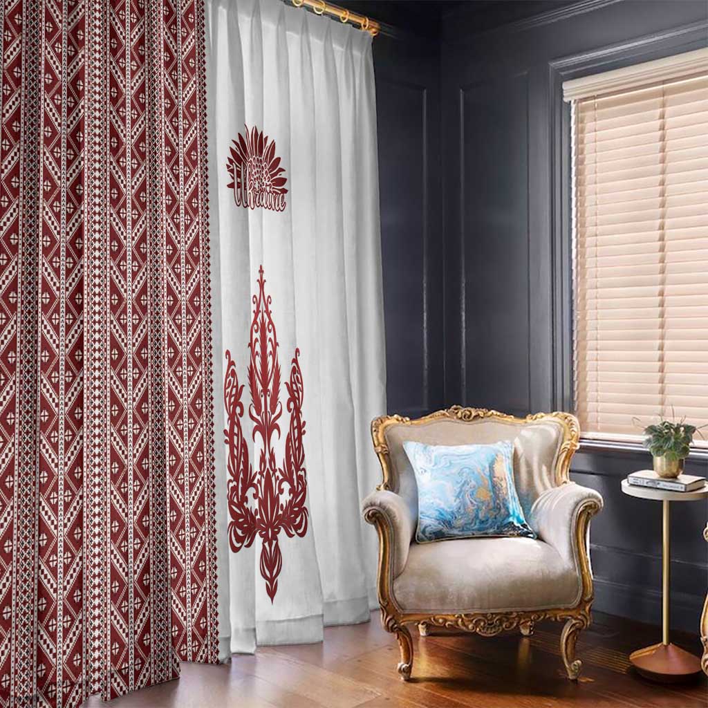 Ukraine Vyshyvanka Pattern Window Curtain Ukrainian Trident