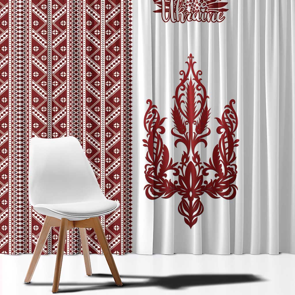 Ukraine Vyshyvanka Pattern Window Curtain Ukrainian Trident