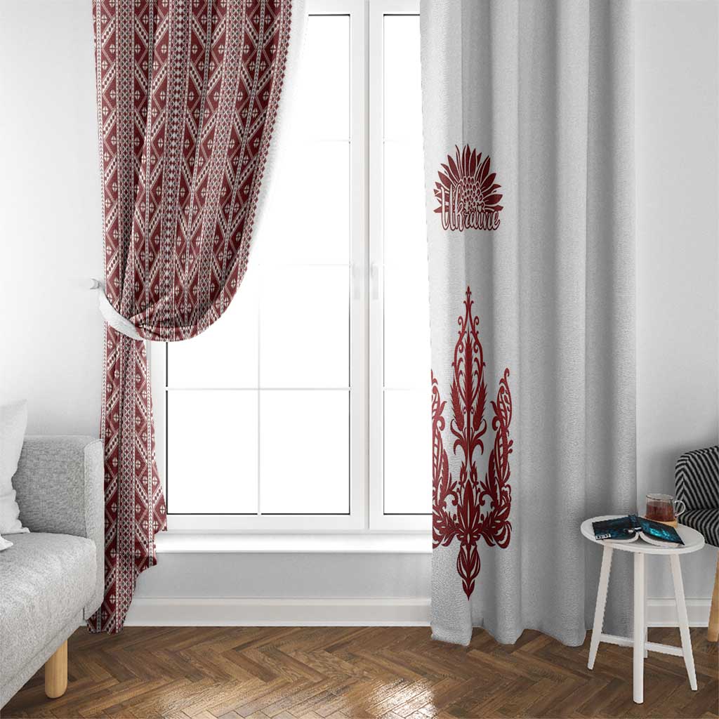 Ukraine Vyshyvanka Pattern Window Curtain Ukrainian Trident