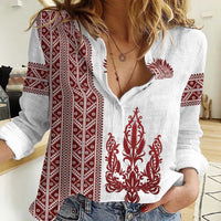 Ukraine Vyshyvanka Pattern Women Casual Shirt Ukrainian Trident