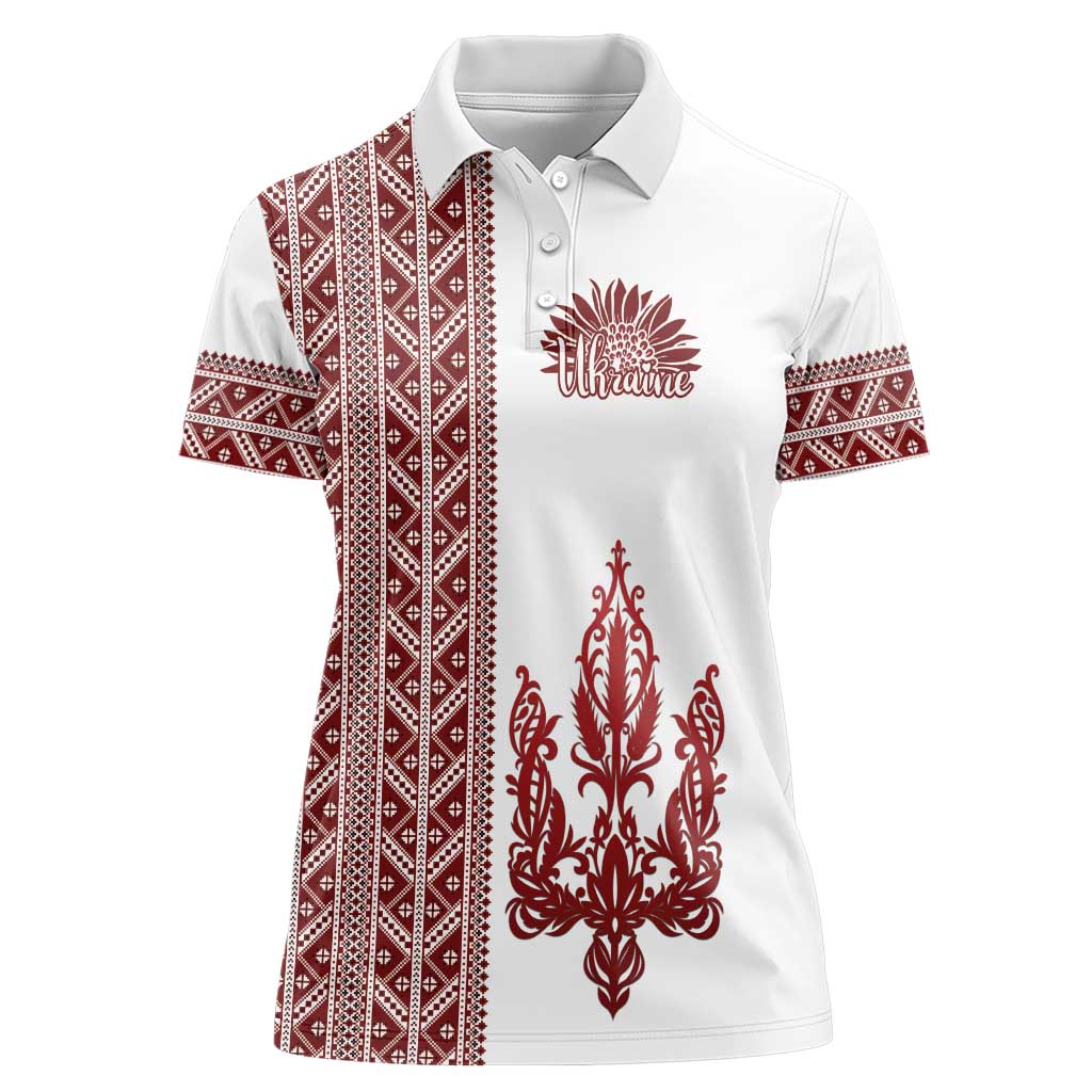 Ukraine Vyshyvanka Pattern Women Polo Shirt Ukrainian Trident