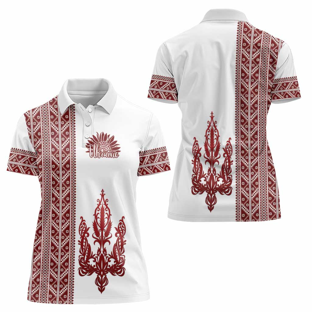 Ukraine Vyshyvanka Pattern Women Polo Shirt Ukrainian Trident