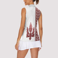 Ukraine Vyshyvanka Pattern Women Sleeveless Polo Shirt Ukrainian Trident
