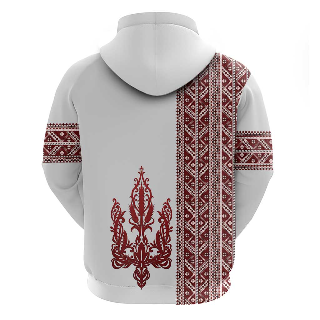 Ukraine Vyshyvanka Pattern Zip Hoodie Ukrainian Trident