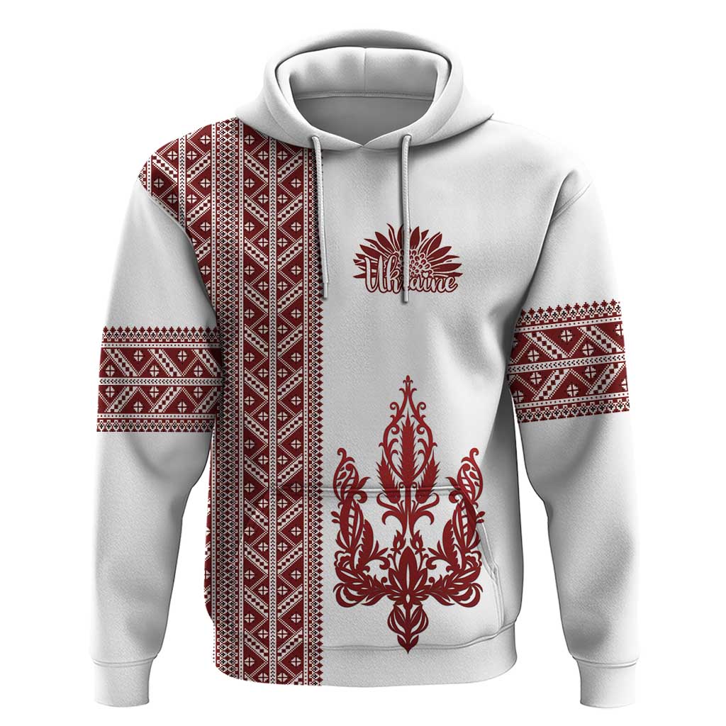 Ukraine Vyshyvanka Pattern Zip Hoodie Ukrainian Trident