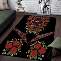 Traditional Ukrainian Costume Area Rug Red Floral Embroidery Style