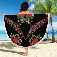 Traditional Ukrainian Costume Beach Blanket Red Floral Embroidery Style