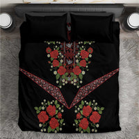 Traditional Ukrainian Costume Bedding Set Red Floral Embroidery Style