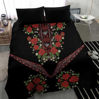 Traditional Ukrainian Costume Bedding Set Red Floral Embroidery Style