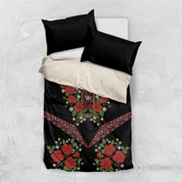 Traditional Ukrainian Costume Bedding Set Red Floral Embroidery Style