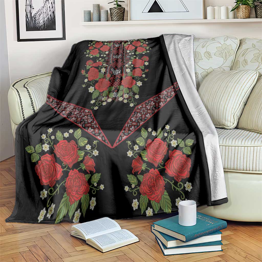 Traditional Ukrainian Costume Blanket Red Floral Embroidery Style