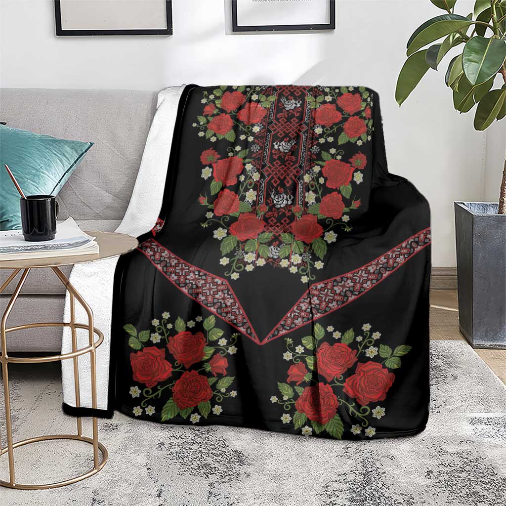 Traditional Ukrainian Costume Blanket Red Floral Embroidery Style